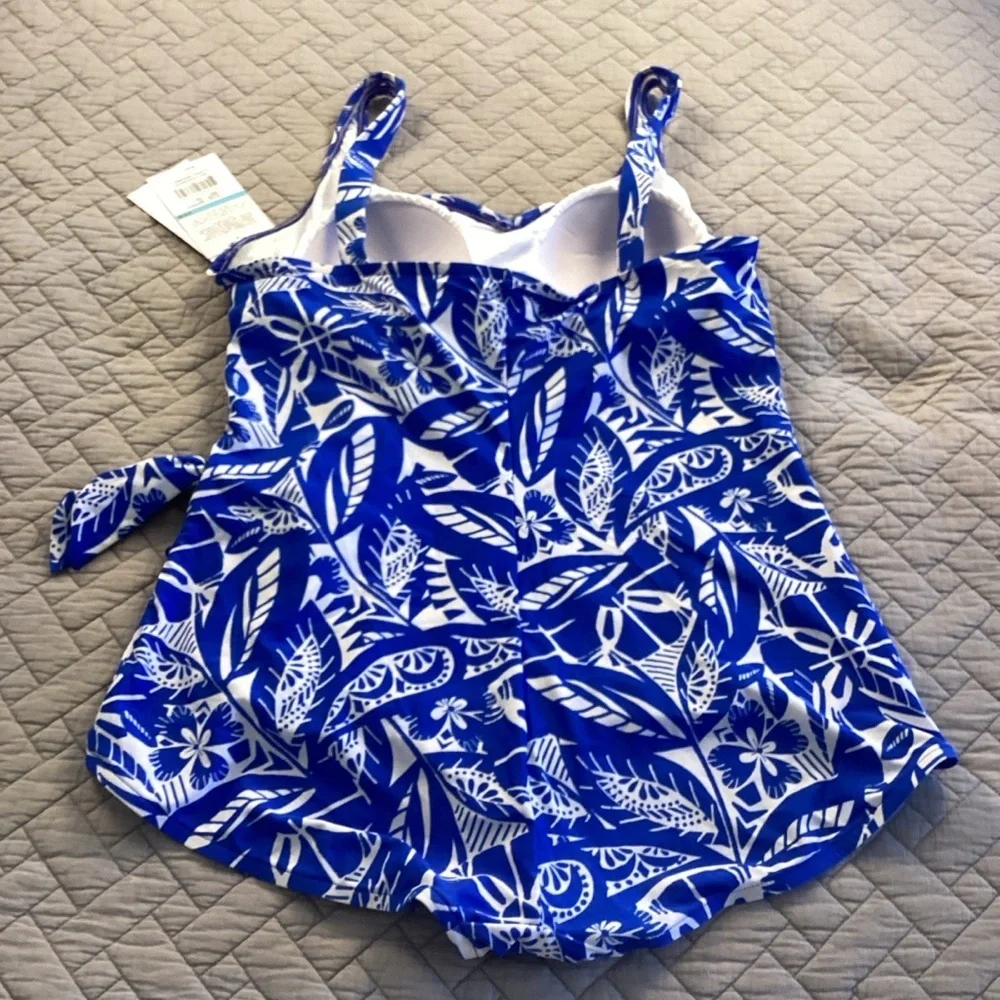 Maxine of Hollywood NWT Blue and White Blueberry One Piece Swimsuit Sz 20W